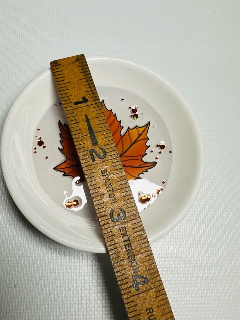 Autumn Maple Leaf Trinket Dish - Orange & White